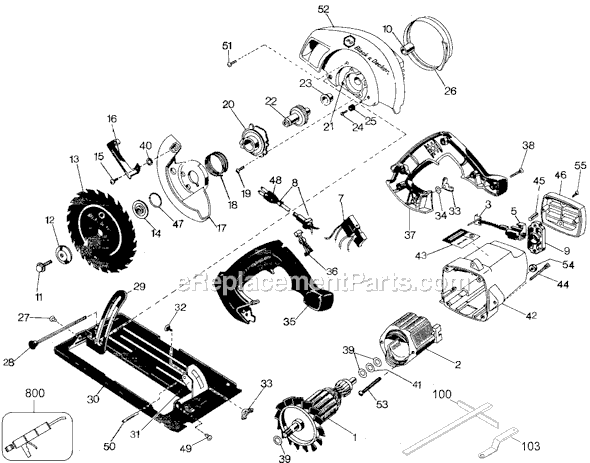 Page A Diagram and Parts List for 7390 Type 5 Black and Decker Circular Saw